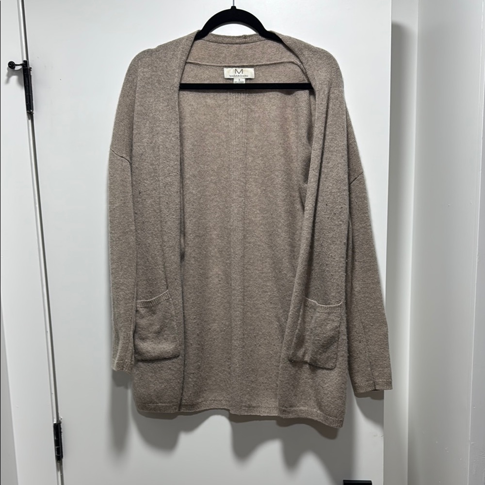 Magaschoni Cashmere Taupe Open Front Cardigan
